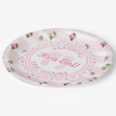 Personalisiert ist es ein Girl Pink Baby Shower Te Pappteller (Schrägansicht)