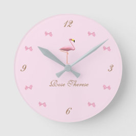 Personalisiert ist es ein Girl Pink Flamingo Theme Runde Wanduhr