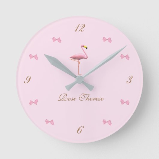 Personalisiert ist es ein Girl Pink Flamingo Theme Runde Wanduhr (Vorderseite)