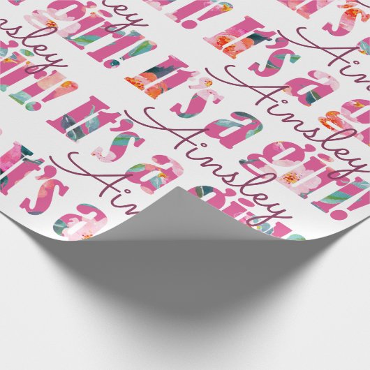 Personalisiert ist es ein Mädchen-magentaroter Geschenkpapier (Ecke)