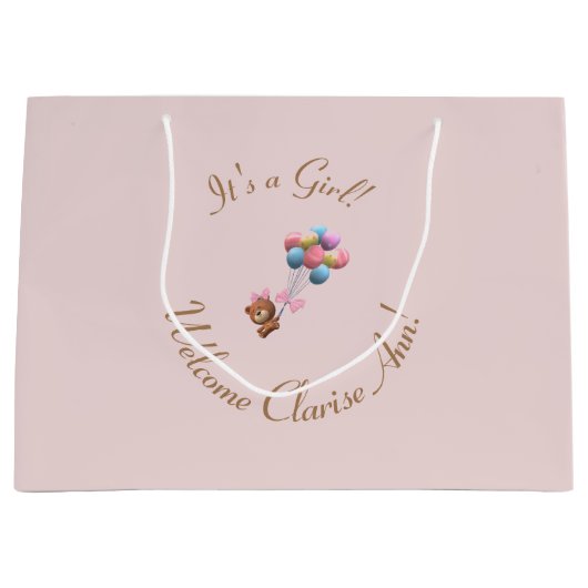 Personalisiert ist es ein Niedlicher Girl-Bär und Große Geschenktüte (Vorderseite)