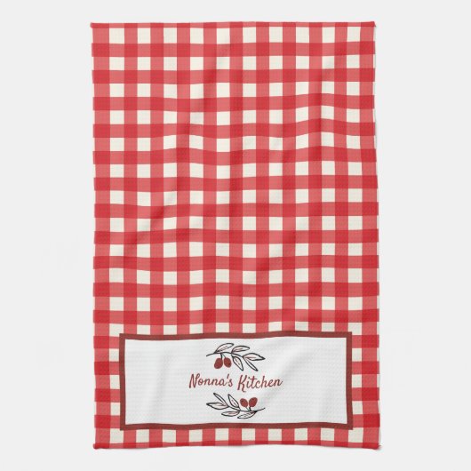 Personalisiert Italienisch Red Gingham Cooking Geschirrtuch (Vertikal)