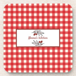 Personalisiert Italienisch Red Gingham Cooking Getränkeuntersetzer