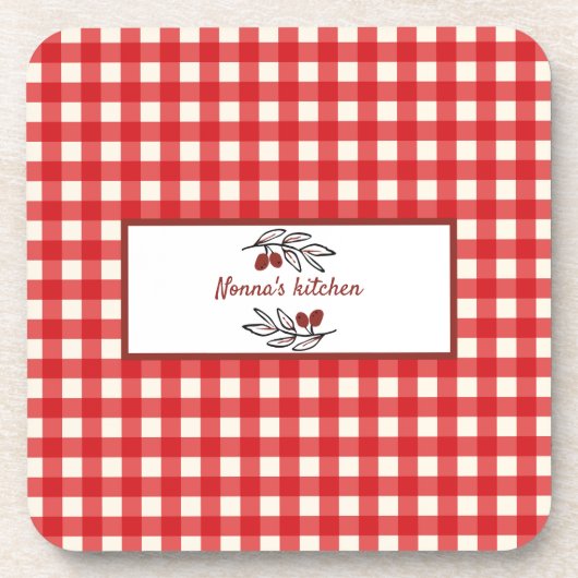 Personalisiert Italienisch Red Gingham Cooking Getränkeuntersetzer (Vorderseite)