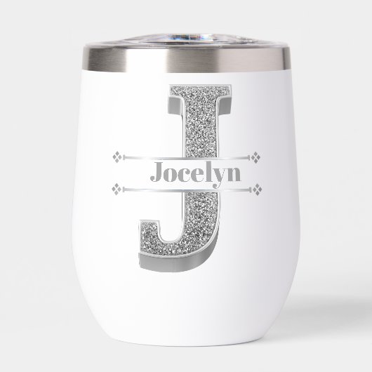 Personalisiert J Initial Silver Monogram - Ihr Nam (Vorderseite)