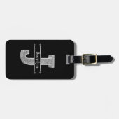 Personalisiert J Initial Silver Monogram - Ihr Nam Gepäckanhänger (Vorderseite horizontal)