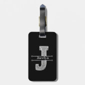 Personalisiert J Initial Silver Monogram - Ihr Nam Gepäckanhänger (Rückseite vertikal)