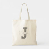 Personalisiert J Initial Silver Monogram - Ihr Nam Tragetasche (Rückseite)