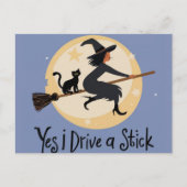 Personalisiert Ja, ich fahre einen Stick, Hallowee Postkarte (Vorderseite)