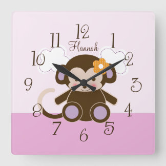Personalisiert Jacana Monkey Kinderzimmer Baby Clo Quadratische Wanduhr