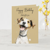 Personalisiert Jack Russell Karte (Gelbe Blume)