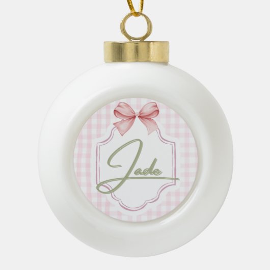 Personalisiert Jade Baby Girl Kinderzimmer Bow&Gin Keramik Kugel-Ornament (Vorderseite)