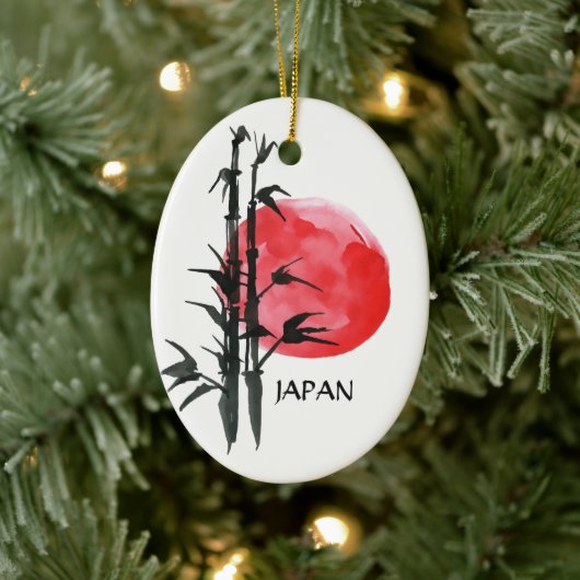 Personalisiert Japan Sun und Bamboo Japanischer Ur Keramik Ornament (Baum)