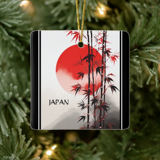 Personalisiert Japan Sun und Bamboo Japanischer Ur Keramikornament (Baum)