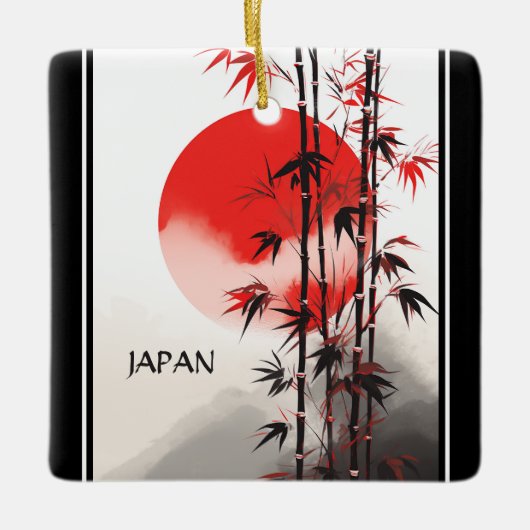 Personalisiert Japan Sun und Bamboo Japanischer Ur Keramikornament (Vorderseite)
