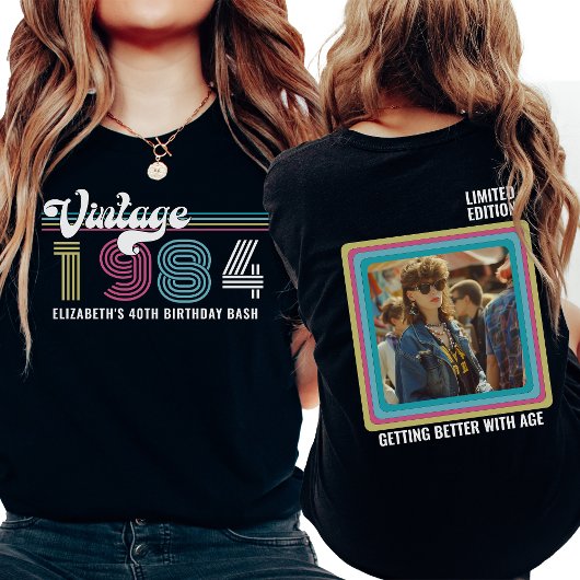 Personalisiert Jedes Alter Vintages Foto Geburtsta T-Shirt