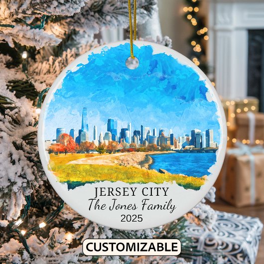 Personalisiert Jersey City Ornament, New Jersey St Keramik Ornament