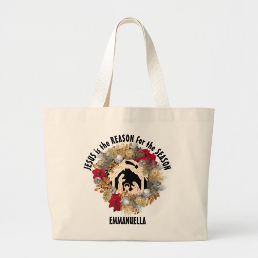 Personalisiert JESUS IST DER GRUND FÜR Weihnachten Jumbo Stoffbeutel (Vorne)