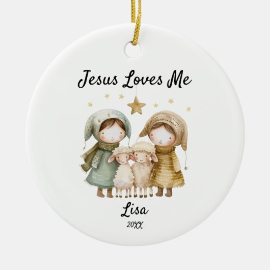 Personalisiert Jesus Lieben Ich Kinder Weihnachtsb Keramik Ornament (Vorne)