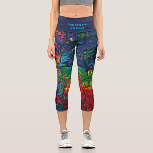 Personalisiert   JESUS REAL PEACE   Abstrakte Prin Capri Leggings