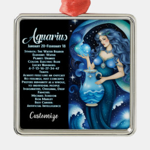 Personalisiert Jewel Galaxy Zodiac Aquarius Ornament Aus Metall