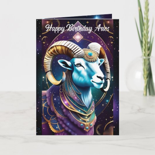 Personalisiert Jewel Galaxy Zodiac Aries Karte (Vorderseite)