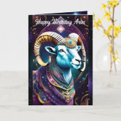 Personalisiert Jewel Galaxy Zodiac Aries Karte (Gelbe Blume)