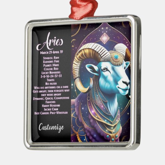 Personalisiert Jewel Galaxy Zodiac Aries Ornament Aus Metall (Links)