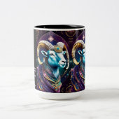 Personalisiert Jewel Galaxy Zodiac Aries Zweifarbige Tasse (Mittel)
