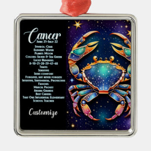 Personalisiert Jewel Galaxy Zodiac Cancer Ornament Aus Metall