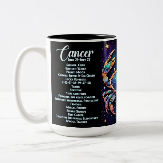 Personalisiert Jewel Galaxy Zodiac Cancer Zweifarbige Tasse (Links)