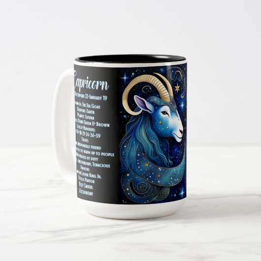 Personalisiert Jewel Galaxy Zodiac Capricorn Zweifarbige Tasse (Vorderseite Links)