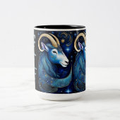 Personalisiert Jewel Galaxy Zodiac Capricorn Zweifarbige Tasse (Mittel)
