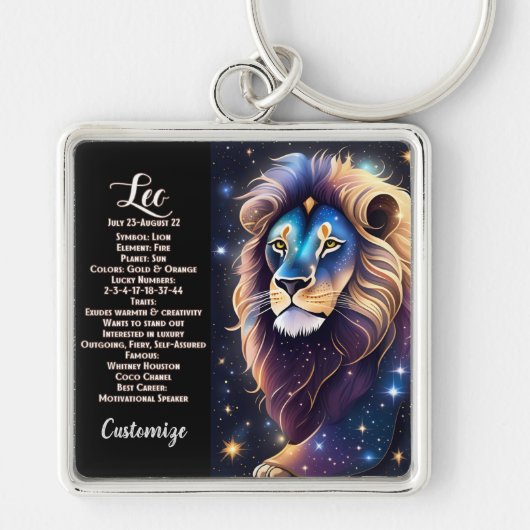 Personalisiert Jewel Galaxy Zodiac Leo Schlüsselanhänger (Vorne)
