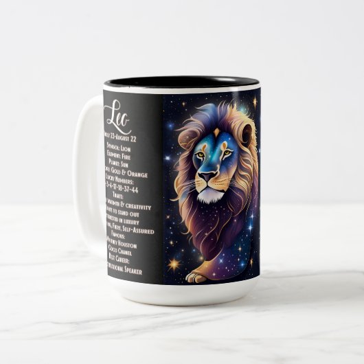 Personalisiert Jewel Galaxy Zodiac Leo Zweifarbige Tasse (Vorderseite Links)