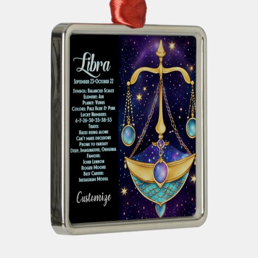 Personalisiert Jewel Galaxy Zodiac Libra Ornament Aus Metall (Rechts)