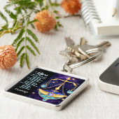Personalisiert Jewel Galaxy Zodiac Libra Schlüsselanhänger (Seite)