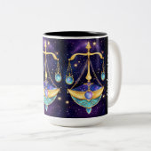 Personalisiert Jewel Galaxy Zodiac Libra Zweifarbige Tasse (VorderseiteRechts)