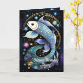 Personalisiert Jewel Galaxy Zodiac Pisces Karte (Gelbe Blume)