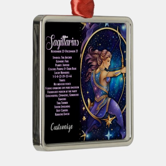 Personalisiert Jewel Galaxy Zodiac Sagittarius Ornament Aus Metall (Rechts)