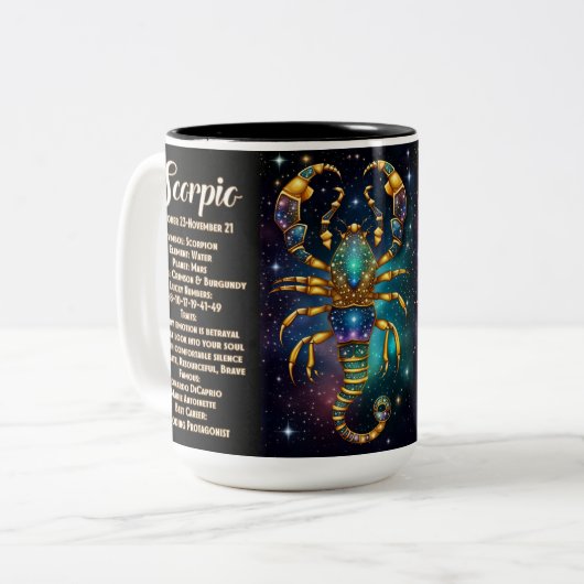 Personalisiert Jewel Galaxy Zodiac Scorpio Zweifarbige Tasse (Vorderseite Links)