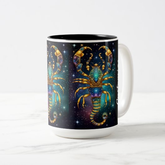 Personalisiert Jewel Galaxy Zodiac Scorpio Zweifarbige Tasse (VorderseiteRechts)