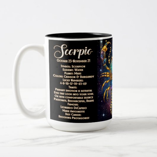 Personalisiert Jewel Galaxy Zodiac Scorpio Zweifarbige Tasse (Links)