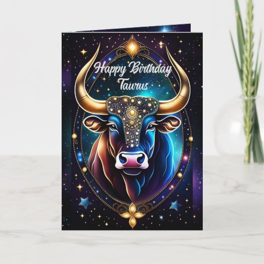 Personalisiert Jewel Galaxy Zodiac Taurus Karte (Vorderseite)