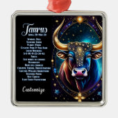 Personalisiert Jewel Galaxy Zodiac Taurus Ornament Aus Metall (Vorne)