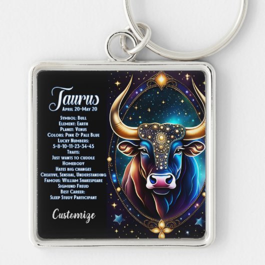Personalisiert Jewel Galaxy Zodiac Taurus Schlüsselanhänger (Vorne)