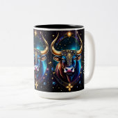 Personalisiert Jewel Galaxy Zodiac Taurus Zweifarbige Tasse (VorderseiteRechts)