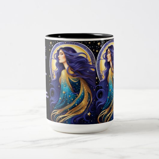 Personalisiert Jewel Galaxy Zodiac Virgo Zweifarbige Tasse (Mittel)