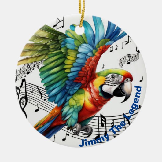 Personalisiert Jimmy The Legend, Papagei, Musical, Keramik Ornament (Vorne)