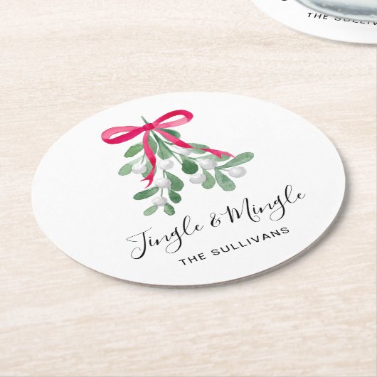 Personalisiert Jingle and MIngle Christmas Runder Pappuntersetzer (Angewinkelt)